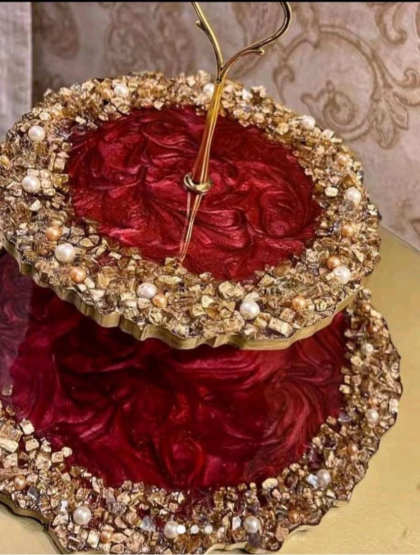 Red and Golden Tier Tray